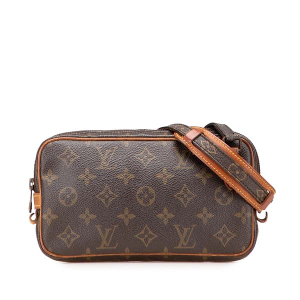 Pre-owned Louis Vuitton Monogram Pochette Marly Bandouliere Brown