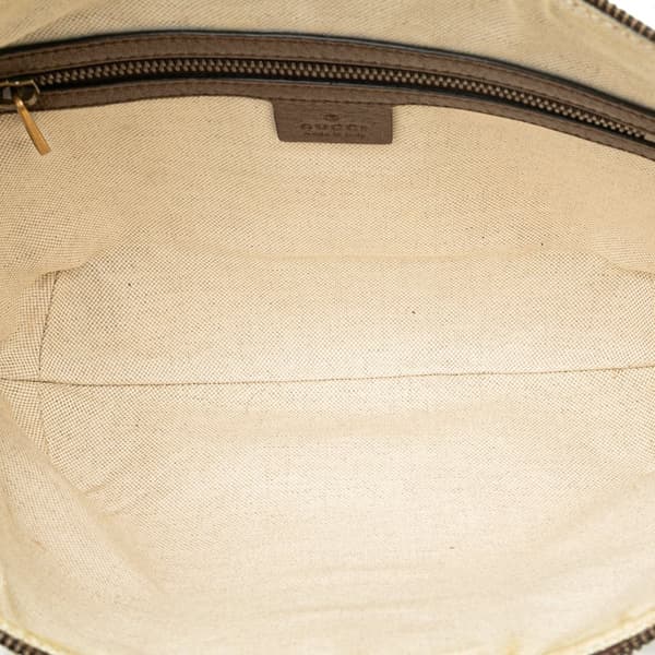 Pre-owned Gucci Small GG Supreme Web Ophidia Half Moon Crossbody Brown