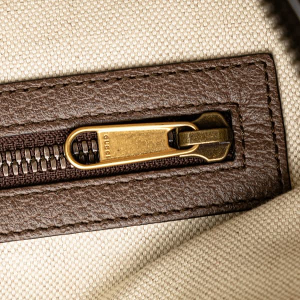 Pre-owned Gucci Small GG Supreme Web Ophidia Half Moon Crossbody Brown