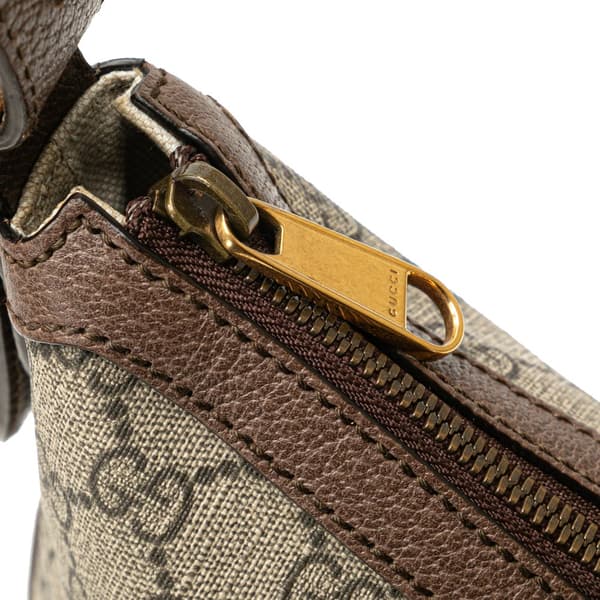 Pre-owned Gucci Small GG Supreme Web Ophidia Half Moon Crossbody Brown