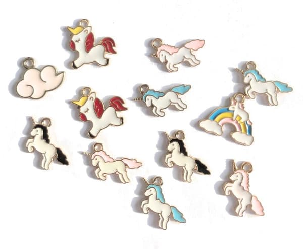 berlocker emaljerade tema unicorn 12 mix