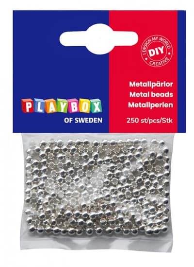 Metallpärlor, silver 250/fp