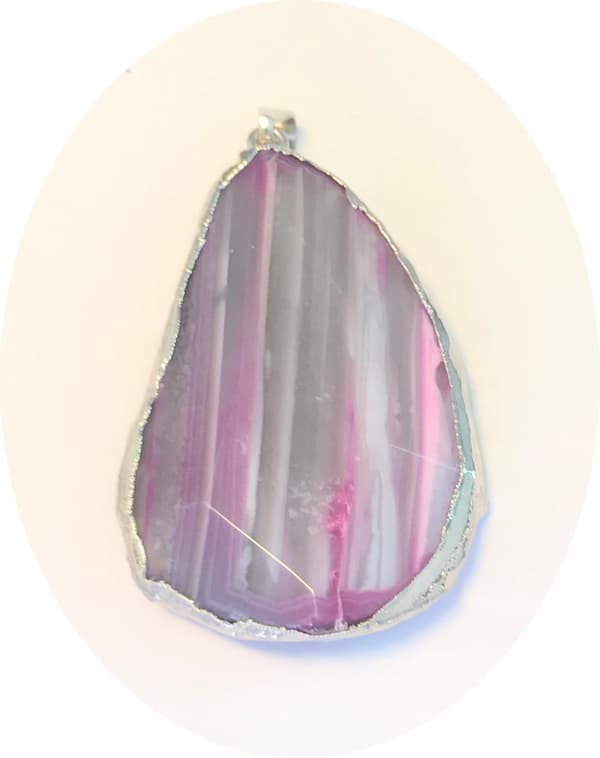 Agate berlock oval 1 st hängsmycke agat rosa cerise natur