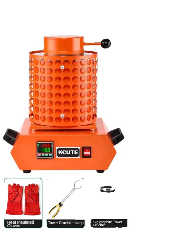 3KG Elektrisk Smelteovn, 1150°C Maksimal Temperatur, 2000W Effekt,1kg net orange
