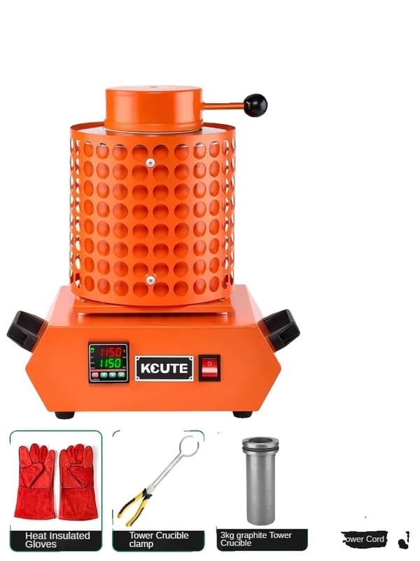 3KG Elektrisk Smelteovn, 1150°C Maksimal Temperatur, 2000W Effekt,3kg net orange