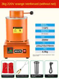 Miniatyrbild 2 av 2: 3KG Elektrisk Smältugn, 1150°C Max Temperatur, 2000W Effekt,3kg Ingen Nät Orange