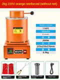 Miniatyrbild 2 av 2: 3KG Elektrisk Smältugn, 1150°C Max Temperatur, 2000W Effekt,2kg Ingen Nät Orange