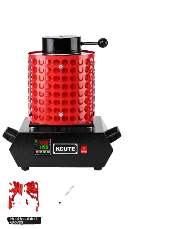 3KG Elektrisk Smelteovn, 1150°C Maksimal Temperatur, 2000W Effekt,2kg Netto Rød