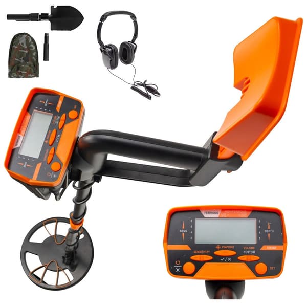 handhållen metalldetektor kit med hög precision, 2 detekteringslägen, LCD-skärm, vattentät design, 102-130 cm justerbar längd