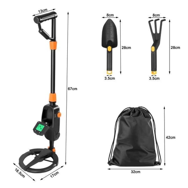 XMTECH högkänslig metalldetektor, ABS-plast metalldetektor för barn med LCD-skärm och ljud, svart orange.
