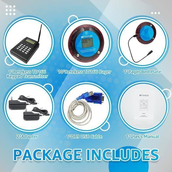 Retecess TD166 personsökare trådlöst system, personsökare, SMS-funktion, LCD, PC-programvaruinställning, fabriksanropssystem