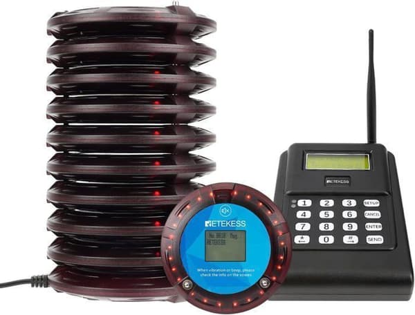 Retecess TD166 personsökare trådlöst system, personsökare, SMS-funktion, LCD, PC-programvaruinställning, fabriksanropssystem