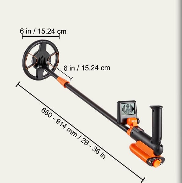 metalldetektor för barn med 6" vattentät sökspole, LCD-skärm, 25''-37'' justerbar längd, högprecisionsdetektering, hållbar och pålitlig