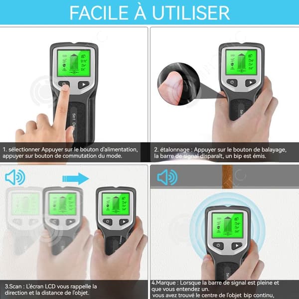 INN 5 i 1 väggdetektor 152x62x28mm väggmaterialdetektor för trä metalldubbsdetektor med LCD-skärm