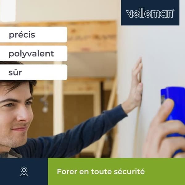 Velleman Digital dubbsökare, detekterar upp till 51 mm, metall/trä/kablar, inkl. batteri