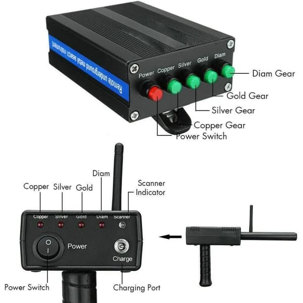 Handhållen skattsökare, maximal detektionsdjup 20 m, sökområde 1000 m, lättviktsdesign 2,9 kg,svart