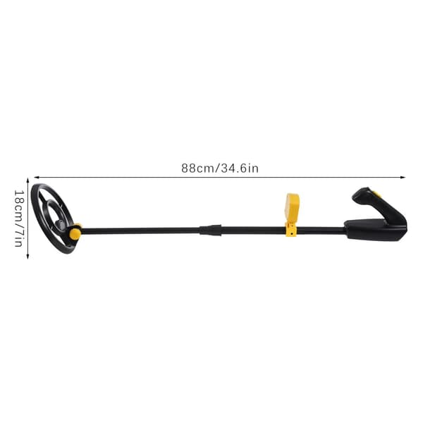 Metalldetektor, Justerbar længde 28-35,04 tommer, Holdbar ABS+PVC, Batteridrevet,Gul