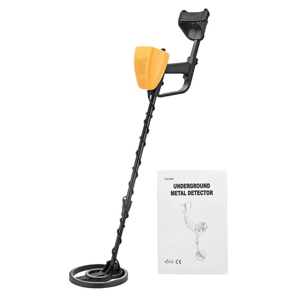 Metalldetektor, Justerbar Längd 78-108 cm, Vattentät Spole, Flera Detektionslägen,Gul