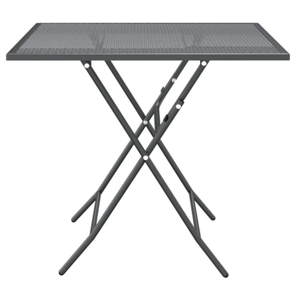 vidaXL Puutarhapöytä 80x80x72 cm laajennettu metalliverkko antrasiitti