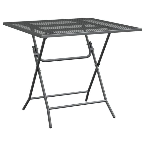 vidaXL Puutarhapöytä 80x80x72 cm laajennettu metalliverkko antrasiitti