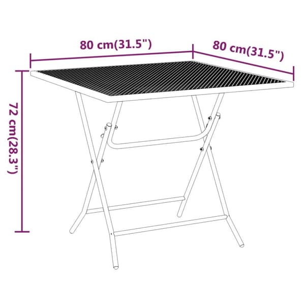 vidaXL Puutarhapöytä 80x80x72 cm laajennettu metalliverkko antrasiitti