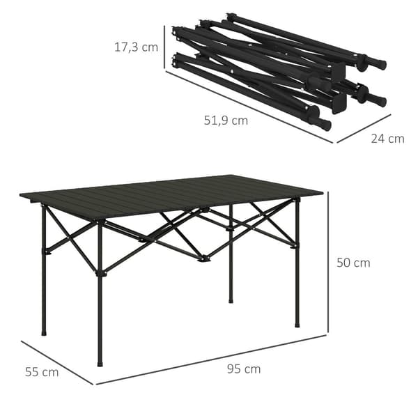 Campingbord, 95x55 cm, Sort