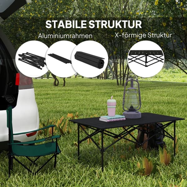 Campingbord, 95x55 cm, Sort