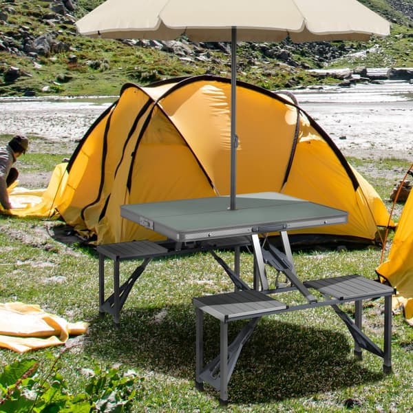 Campingbord, 85,5x135 cm, Grå