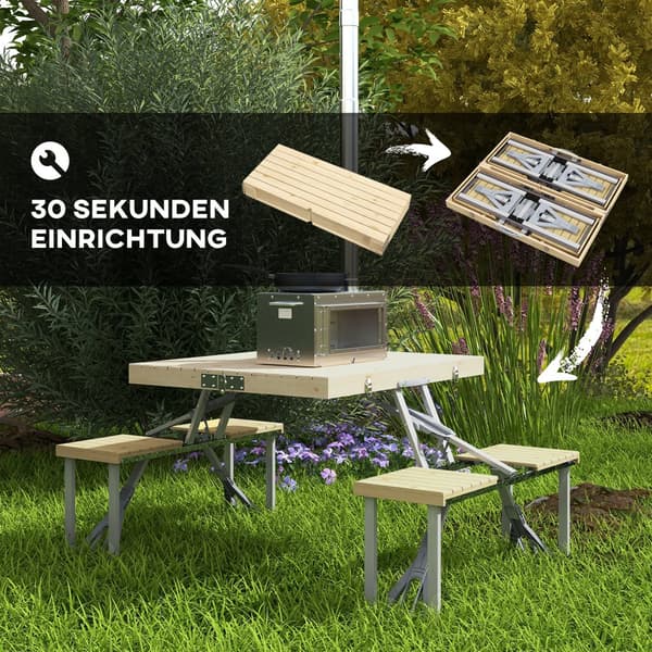 Piknikpöytä, 86P x 72,5L x 67K cm, luonnonpuu