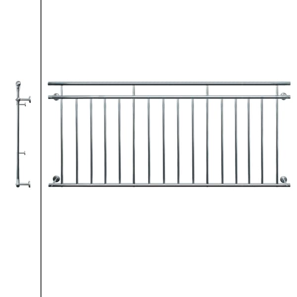 ECD Germany fransk altan 225 x 90 cm | 16 tværbjælker | genspejlende | rustfrit stål | Balkon rækværk balkon rækværk vindue barer