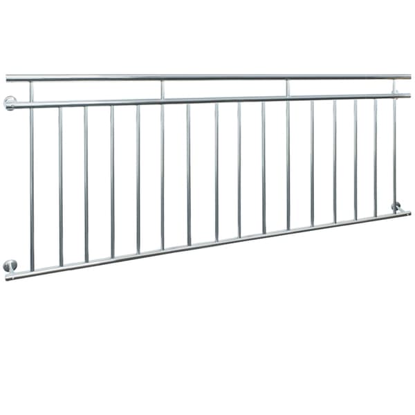 ECD Germany fransk altan 225 x 90 cm | 16 tværbjælker | genspejlende | rustfrit stål | Balkon rækværk balkon rækværk vindue barer