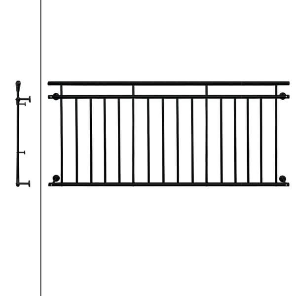 Fransk altan sprosser baluster rækværk 225 x 90 cm Sort