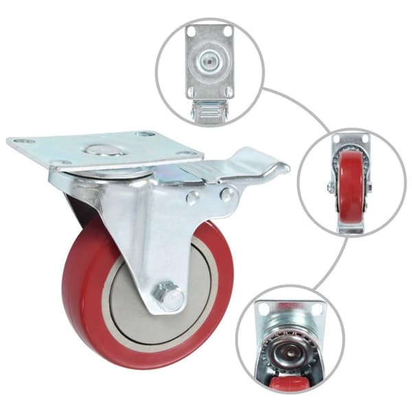 vidaXL drejehjul med dobbelte bremser 4 stk. 100 mm