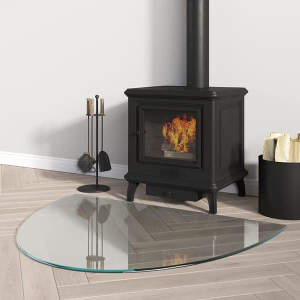 vidaXL Glasskiva för öppen spis halvrund 800x600 mm