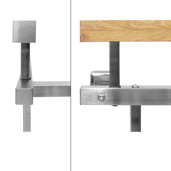 Fransk altan gelænder bar gelænder i rustfrit stål 100x90 cm træ-finish gitter