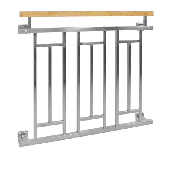 Fransk altan gelænder bar gelænder i rustfrit stål 100x90 cm træ-finish gitter