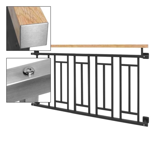Fransk altan vindue gitter stål bar rækværk 156 x 90 cm træ-finish