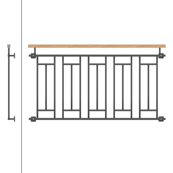 Fransk altan vindue gitter stål bar rækværk 156 x 90 cm træ-finish