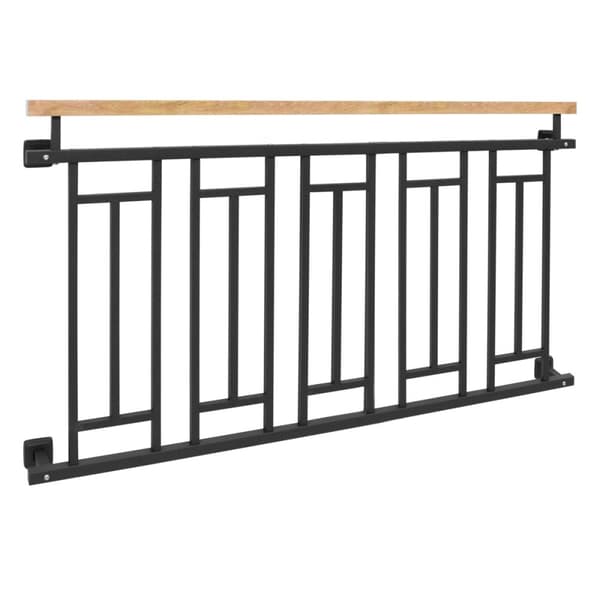 Fransk altan vindue gitter stål bar rækværk 156 x 90 cm træ-finish