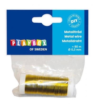 Dekorationstråd/Metalltråd, 0,3 mm, 80 meter, Guldfärgad
