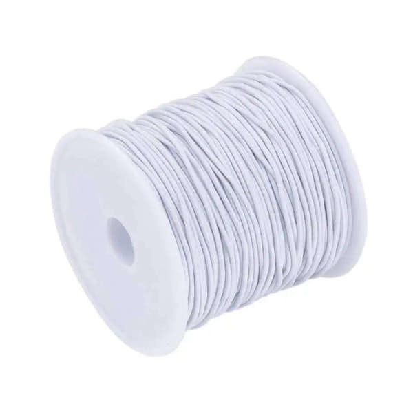 Hvit nylondekket elastisk tråd - Rull på 50 meter, 0,6 mm