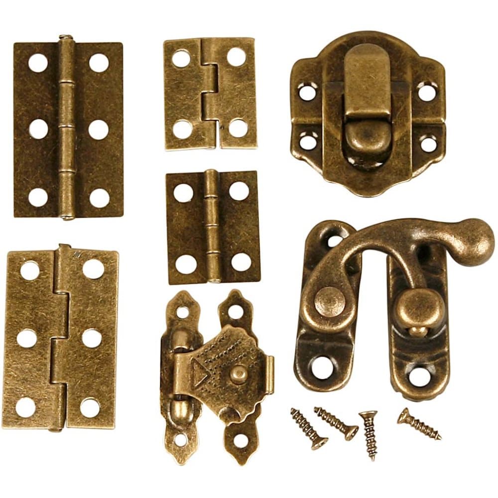 Minibeslag och Gångjärn Mix 30 mm Antikguld 45 st