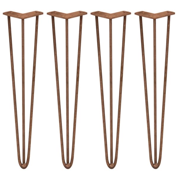 4 x 71 cm Hårnålben (Hairpin) SkiSki Legs™ kobber, bordben / stolben, 3 stænger á 12 mm & gulvbeskytter