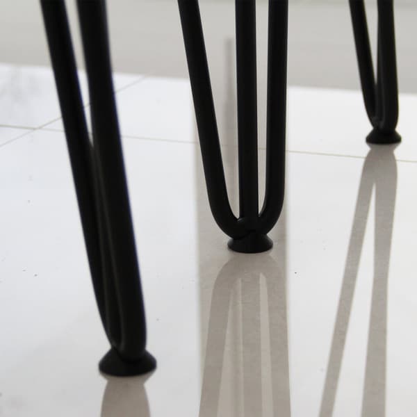 4 x 71 cm Hårnålben (Hairpin) SkiSki Legs™ bordben/stolben, 3 stænger á 12 mm, sort pulverlakering & gulvbeskytter