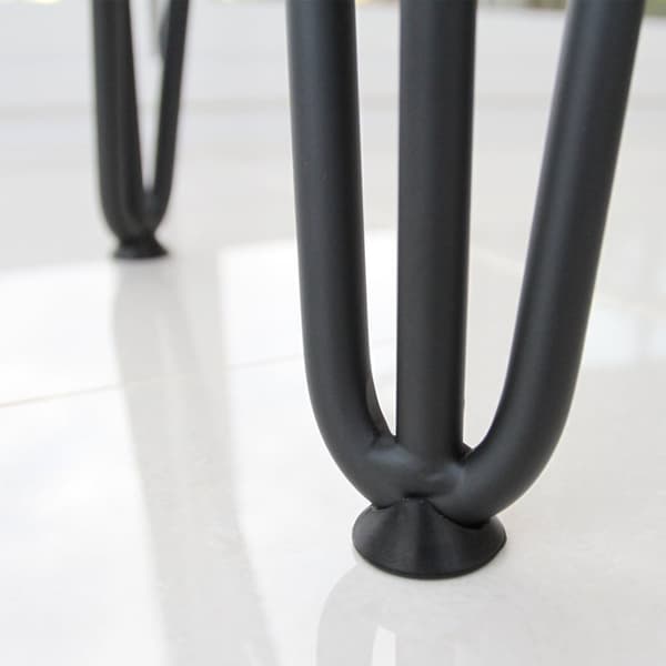 4 x 71 cm Hårnålben (Hairpin) SkiSki Legs™ bordben/stolben, 3 stænger á 12 mm, sort pulverlakering & gulvbeskytter
