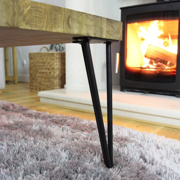 4 x 71 cm Hårnålben (Hairpin) SkiSki Legs™ bordben / stolben, 3 stænger á 10 mm i stål & gulvbeskytter