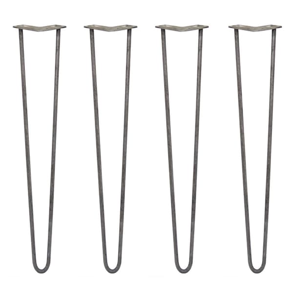 4 stk 71 cm Hårnålben (Hairpin), SkiSki Legs™ bordben / stolben, 2 stænger á 12 mm i sort, kobber eller stål & gulvbeskytter