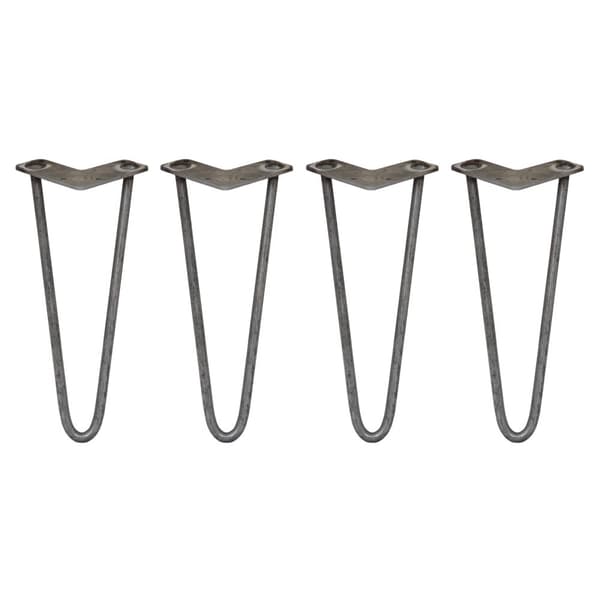 4 stk 30 cm Hårnålben (Hairpin), SkiSki Legs™ bordben / stolben, 2 stænger, á 10-12 mm i sort, kobber eller stål & gulvbeskytter