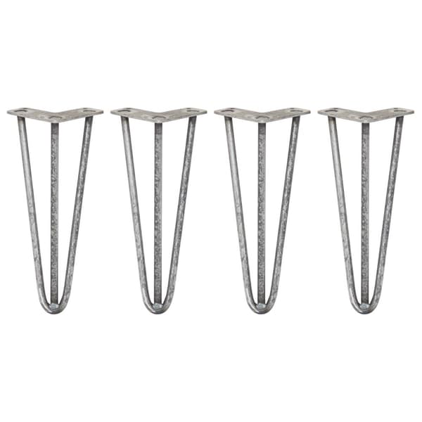 4 stk 30 cm Hårnålben (Hairpin), SkiSki Legs™ bordben / stolben, 3 stænger, á 10-12 mm i sort, kobber eller stål & gulvbeskytter