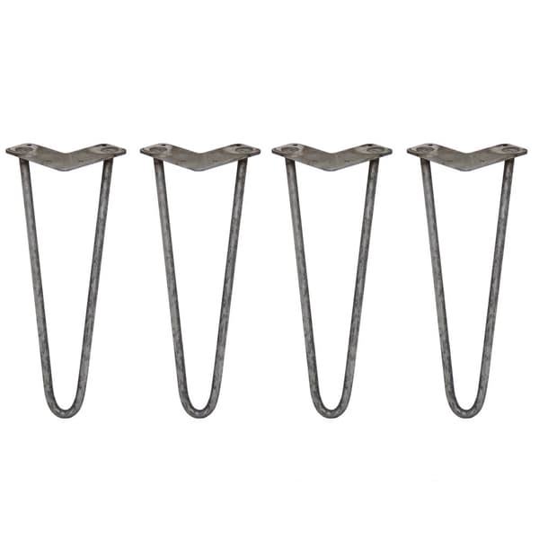 4 stk 35 cm Hårnålben (Hairpin), SkiSki Legs™ bordben / stolben, 2 stænger, á 10-12 mm i sort, kobber eller stål & gulvbeskytter